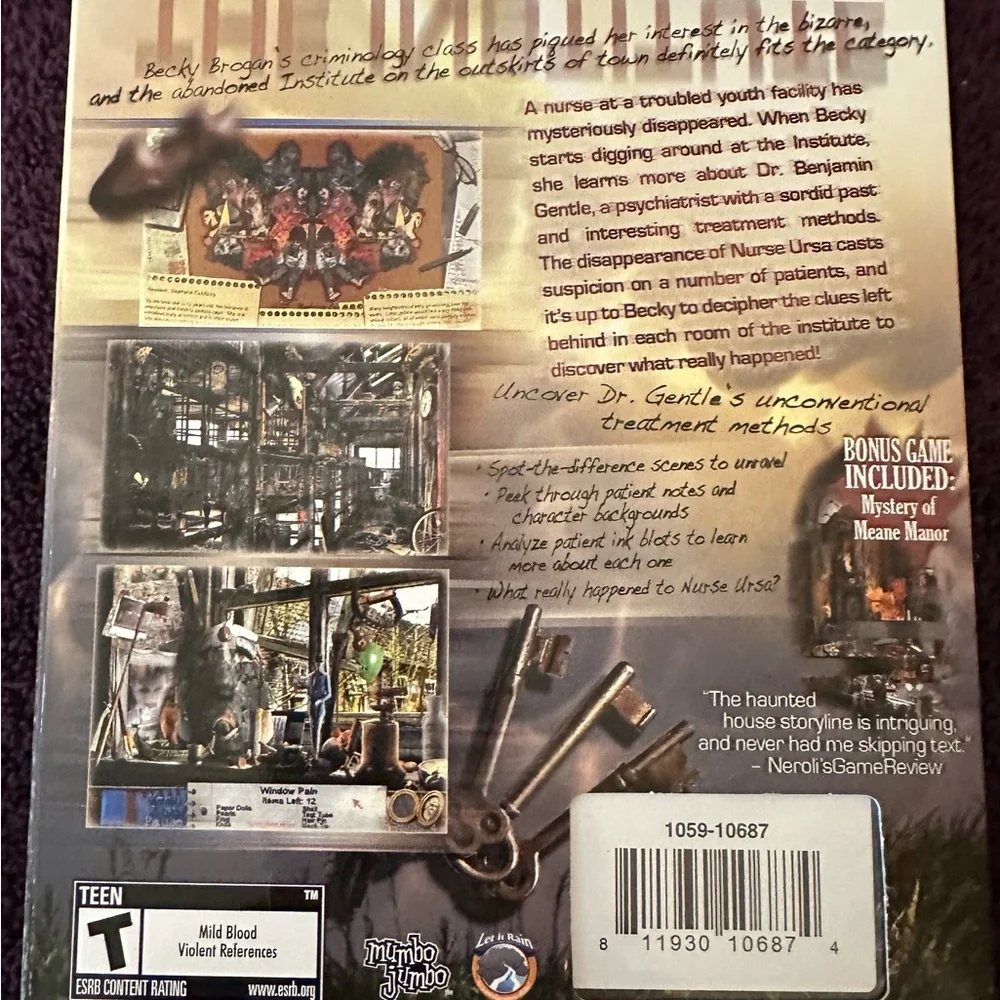 The Institute Mystery Of Meane Manor PC Game Windows 7 Vista XP 2000 New!